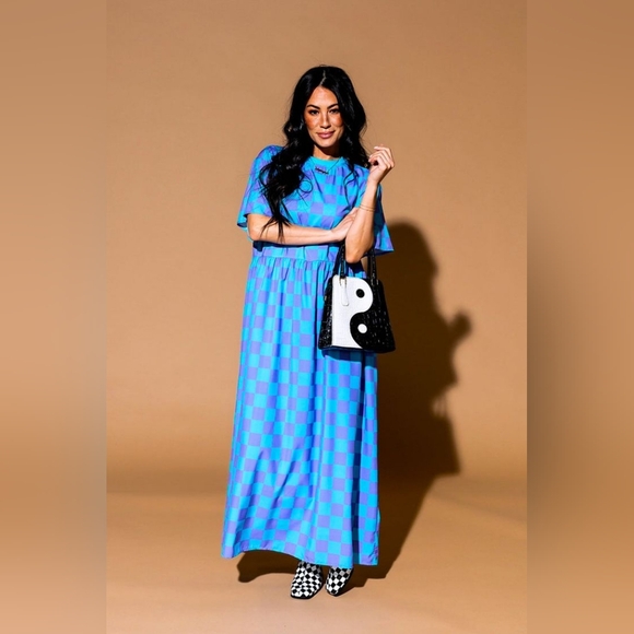 LALA ORIGINAL: Never Too Much Oversized Dress in Blue + Lilac - Picture 1 of 8